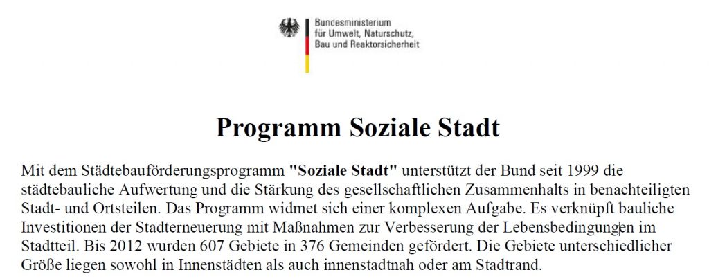 Auszug Beschreibung Soziale Stadt