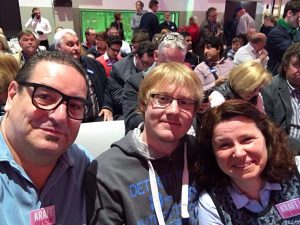 In Essen beim Wahlkampfauftakt mit dabei Britta Schicktansky, Henrik Pickardt und Toni nezi aus Hochdahl